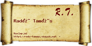 Radó Tamás névjegykártya
